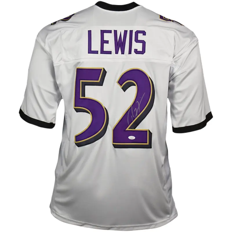 Ray Lewis Autographed Baltimore Ravens (White #52) Custom Jersey - JSA