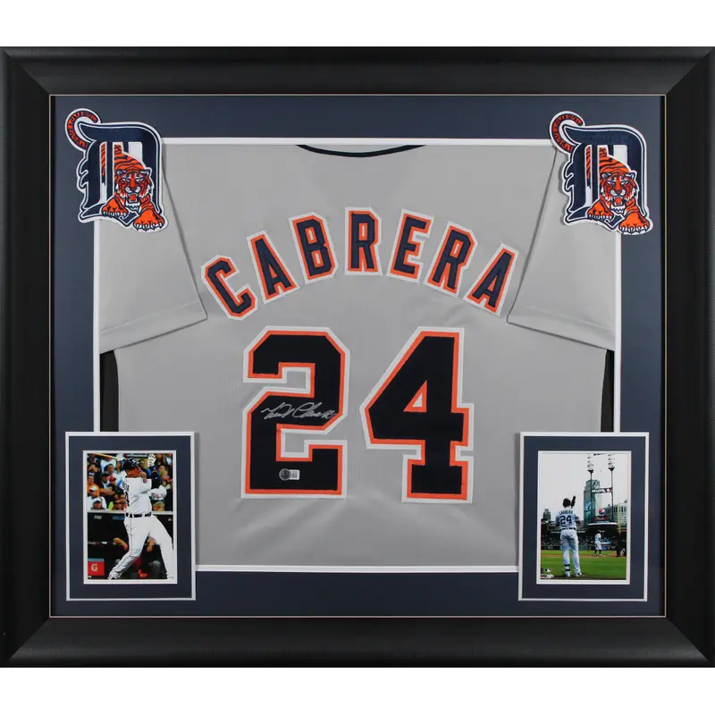 Miguel Cabrera Authentic Signed Grey Pro Style Framed Jersey Autographed BAS