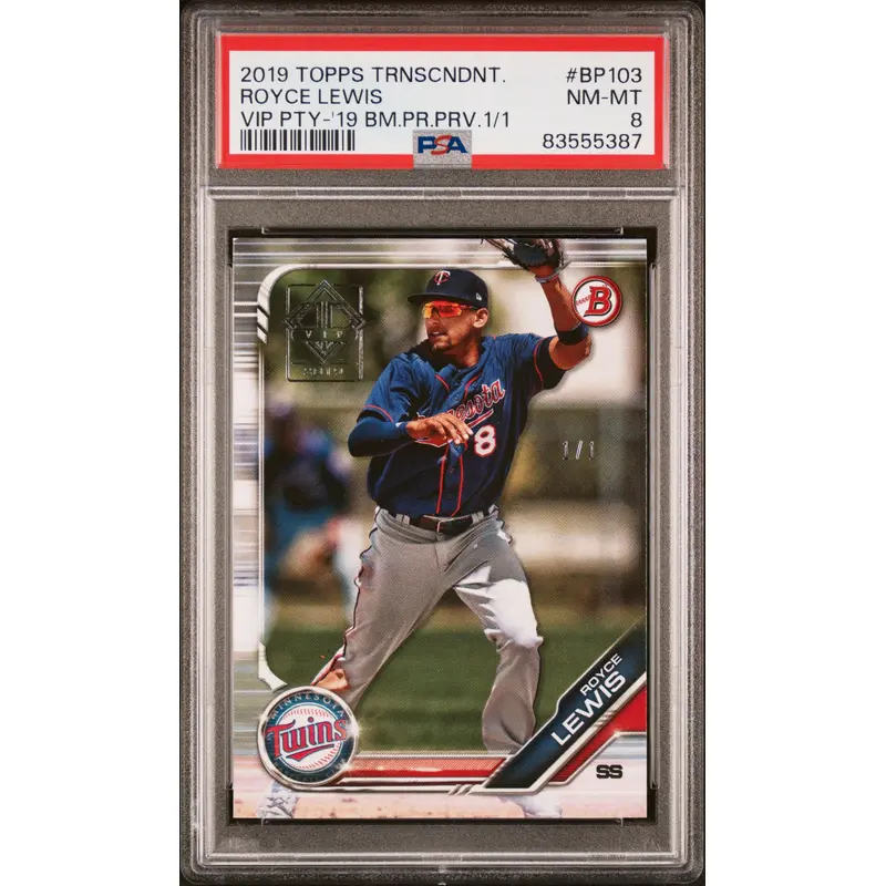 Royce Lewis 2019 Topps Transcendent VIP Bowman 1/1 PSA 8 NM-MINT