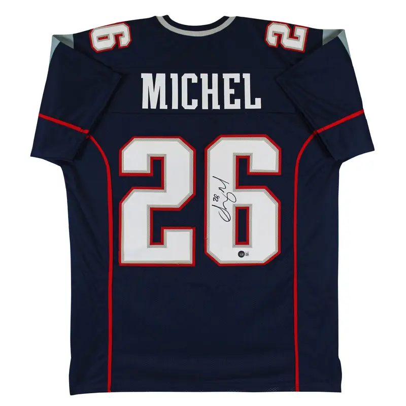 Sony Michel Authentic Signed Navy Blue Pro Style Jersey BAS Witnessed
