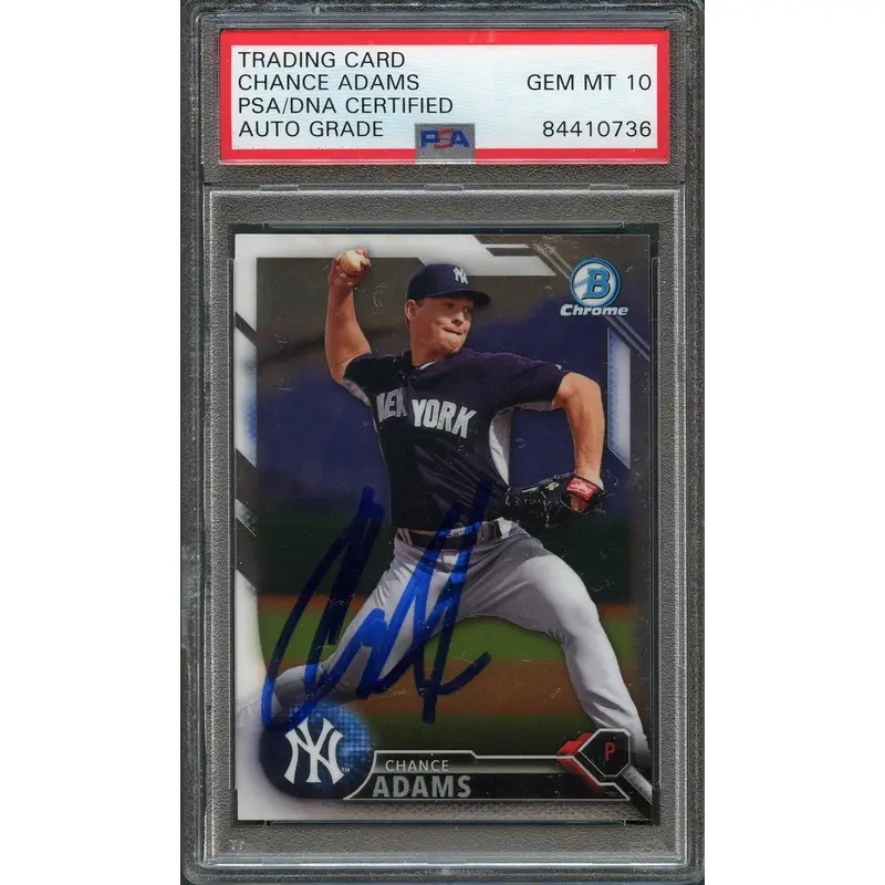 2016 Bowman Chrome #BCP192 Chance Adams Signed Card PSA Slabbed Auto Grade 10 Yankees