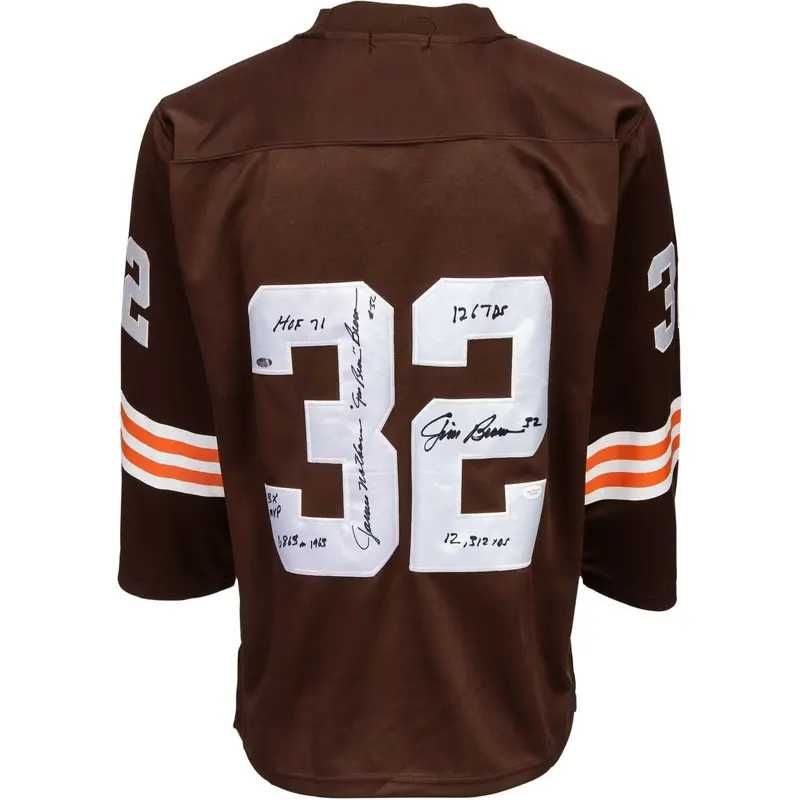 The Finest Jim Brown Signed Heavily Inscribed STATS Cleveland Browns PSA DNA JSA
