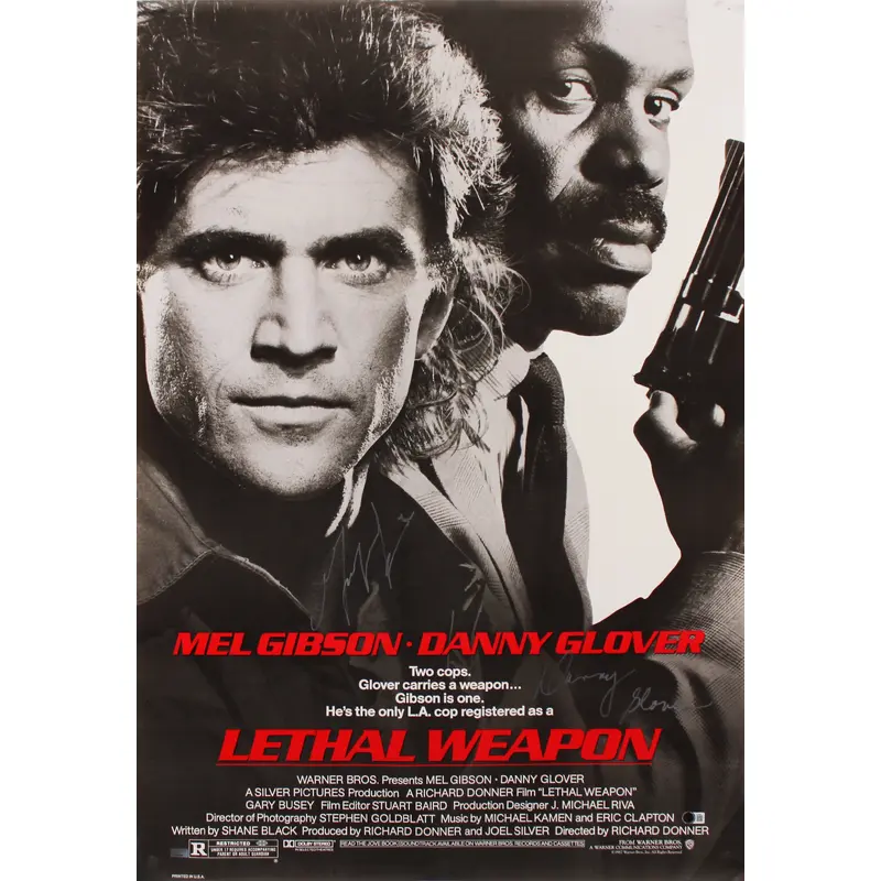 Mel Gibson & Danny Glover Lethal Weapon Signed 27x40 Movie Poster BAS #AE09861