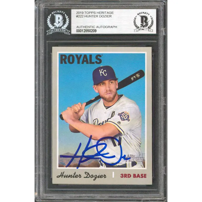 Royals Hunter Dozier Signed 2019 Topps Heritage #222 Rookie Card BAS Slabbed