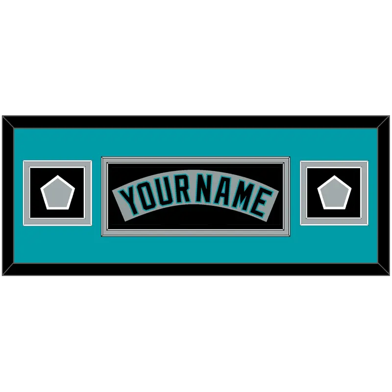 Florida Nameplate & 2 World Series Patches - Road Gray (1993-2001) - Double Mat 6
