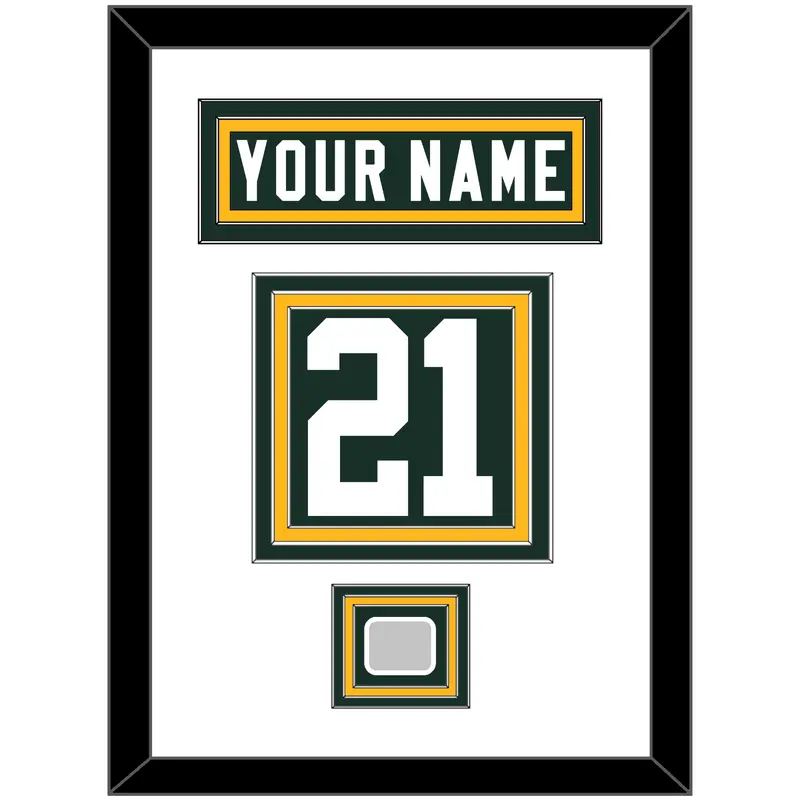 Green Bay Nameplate & Number (Back) With Super Bowl Patch - Home Green - Triple Mat 1