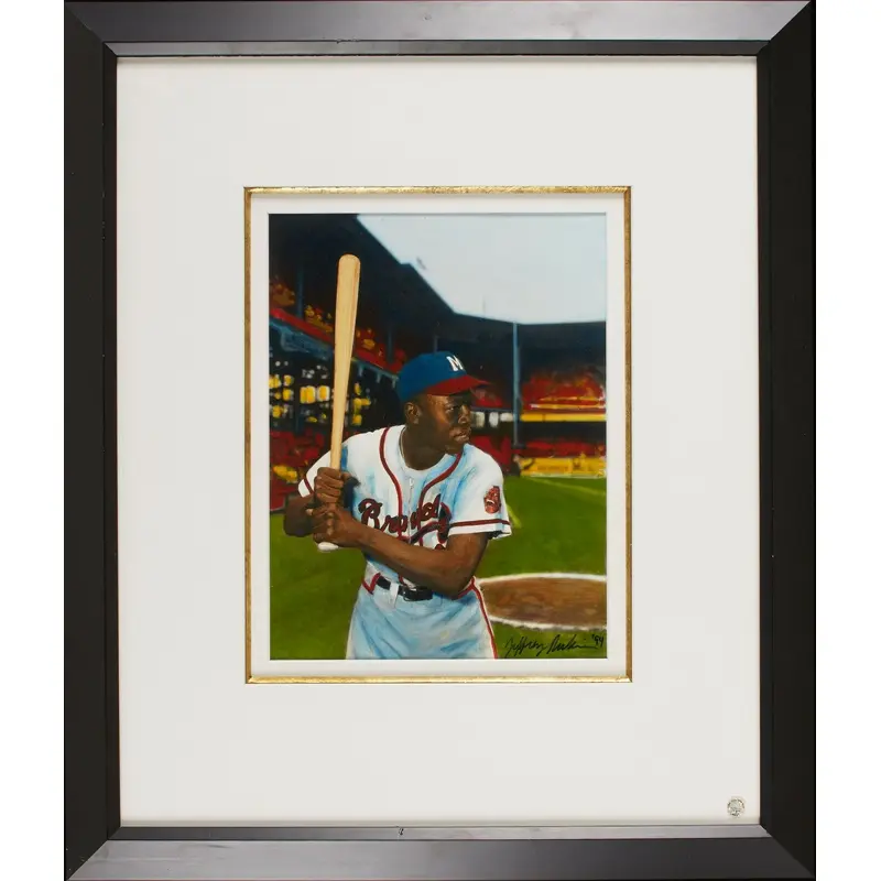 Magnificent Hank Aaron Original Art Oil Painting Hung In Hank Aaron's Office