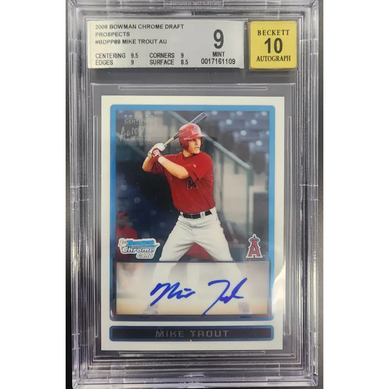 Mike Trout 2009 Bowman Chrome Draft Auto BGS 9 Auto 10