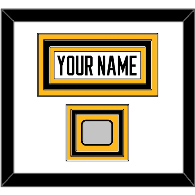 Pittsburgh Nameplate & Stanley Cup Champions Patch - Road White - Triple Mat 1