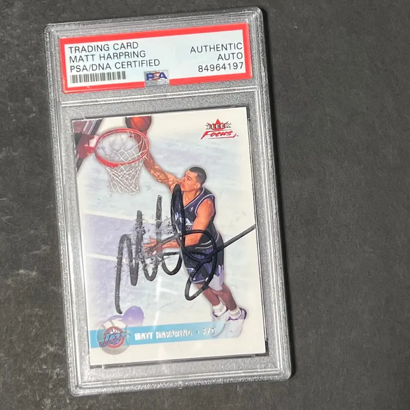 2003-04 Fleer Focus #51 Matt Harpring Signed Card AUTO PSA Slabbed Jazz
