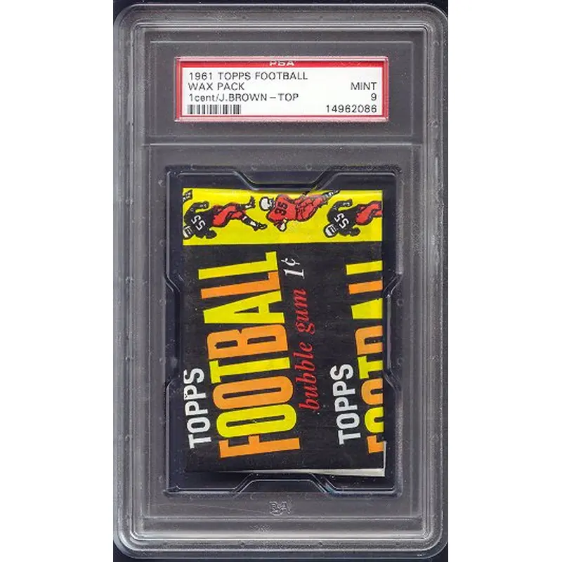 1961 Topps Football Unopened 1 Cent Wax Pack PSA 9 Brown