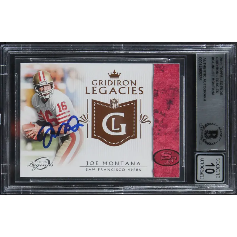 49ers Joe Montana Signed 2011 Topps Legends GL #GLJM Card Auto 10! BAS Slabbed