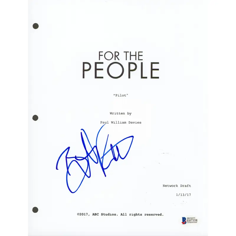 Britt Robertson Signed 8.5x11 For the People Pilot Script Cover BAS #E07358