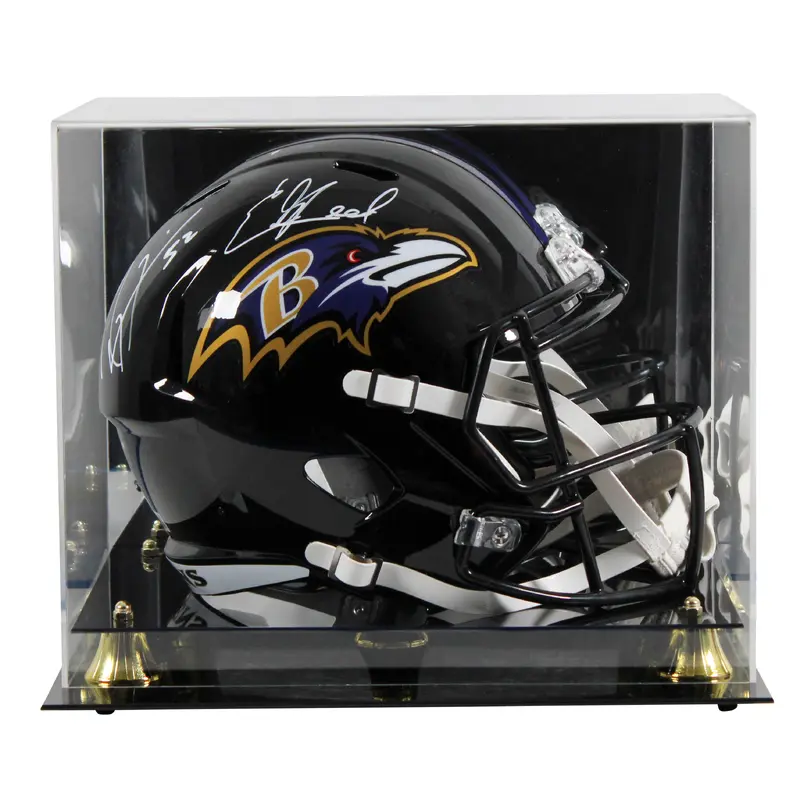 Ravens Ray Lewis & Ed Reed Signed Full Size Speed Rep Helmet w/ Case BAS Wit 2