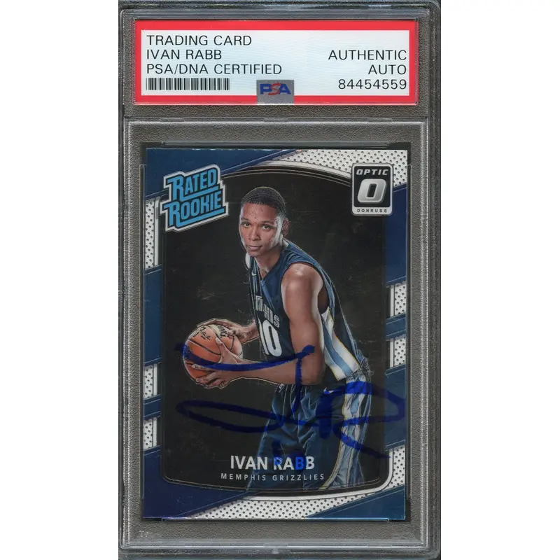 2017-18 Donruss Optic #156 Ivan Rabb Signed Card AUTO PSA Slabbed RC Grizzlies