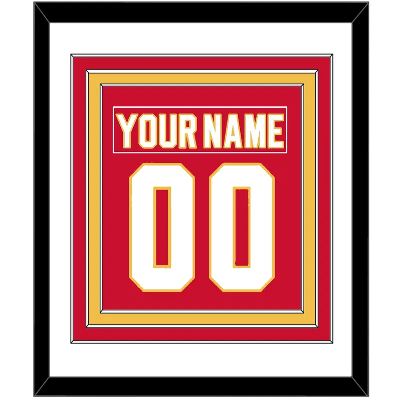 Calgary Nameplate & Number (Back) Combined - Road Red (1980-1994) - Triple Mat 1