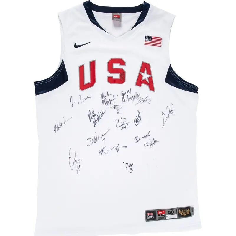 Kobe Bryant Lebron James 2008 Team USA Olympics Signed Jersey Redeem Team PSA