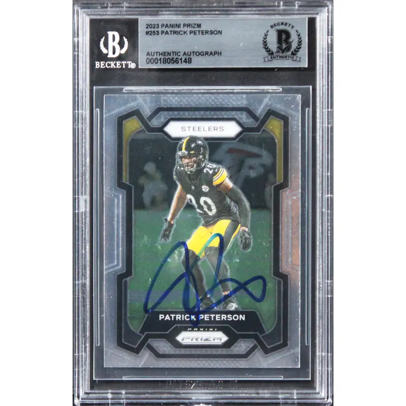 Steelers Patrick Peterson Signed 2023 Panini Prizm #253 Card BAS Slabbed