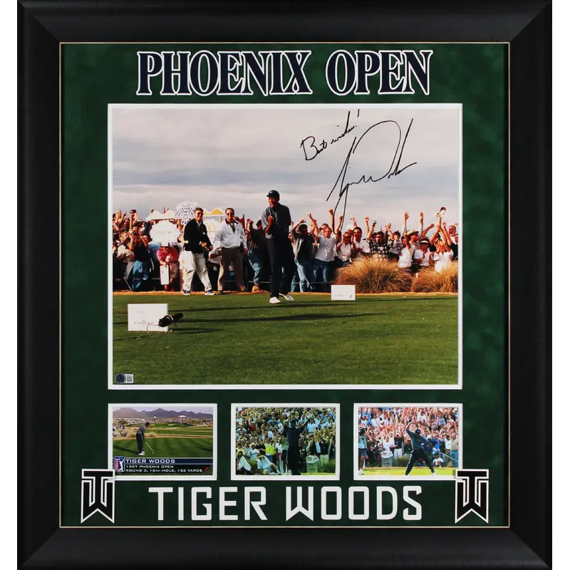 Tiger Woods "Best Wishes!" Signed 16x20 Phoenix Open Framed Photo BAS #AE13324
