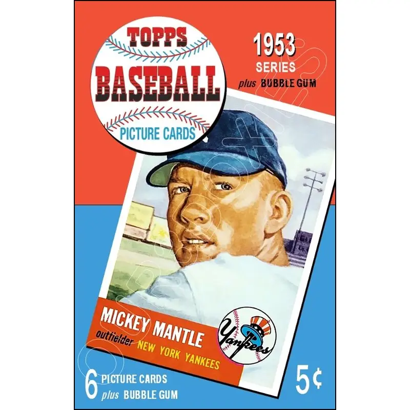 Mickey Mantle 1953 Topps Baseball Cards Store Counter Standup Sign - Yankees - 1511