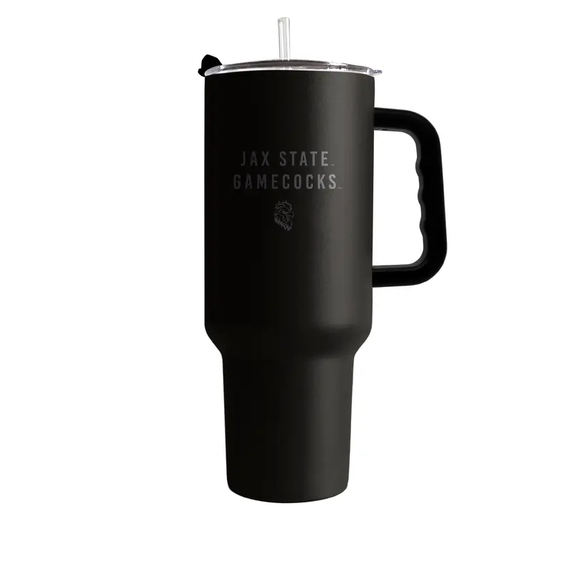 Jacksonville State 40oz Black Tonal Powder Coat Tumbler