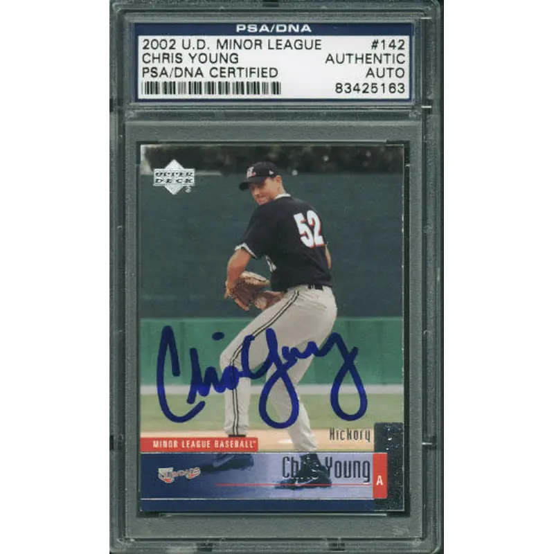 Chris Young Authentic Signed Card 2002 Ud Minor League #142 PSA/DNA Slabbed