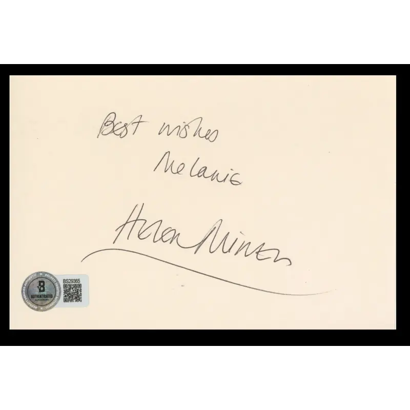 Helen Mirren The Queen "Best Wishes Melanie" Signed 4x6 Index Card BAS #BS29365