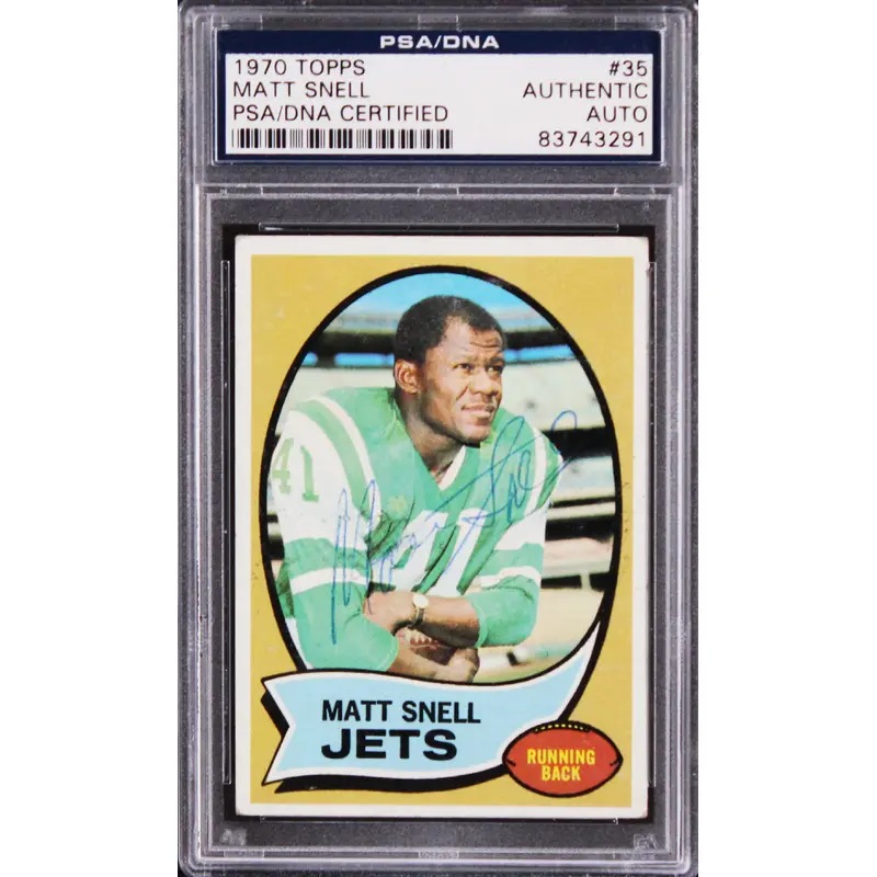 Jets Matt Snell Authentic Signed 1970 Topps #35 Card PSA/DNA Slabbed