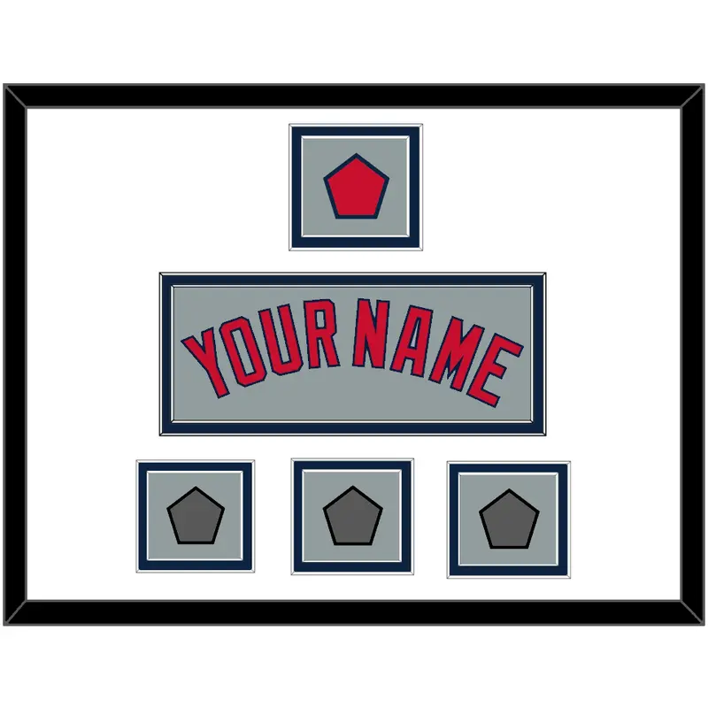 Boston Name, Logo Patch & Three World Series Champions Patches - Road Gray - Double Mat 2