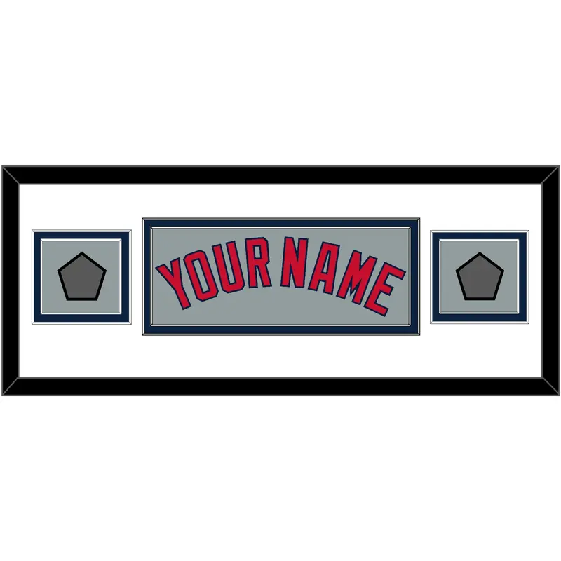 Boston Name & Two World Series Champions Patches - Road Gray - Double Mat 6