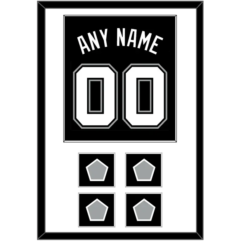 San Antonio Name & Numbers With 4 Finals Patches - Road Black (2002-2017) - Single Mat 1