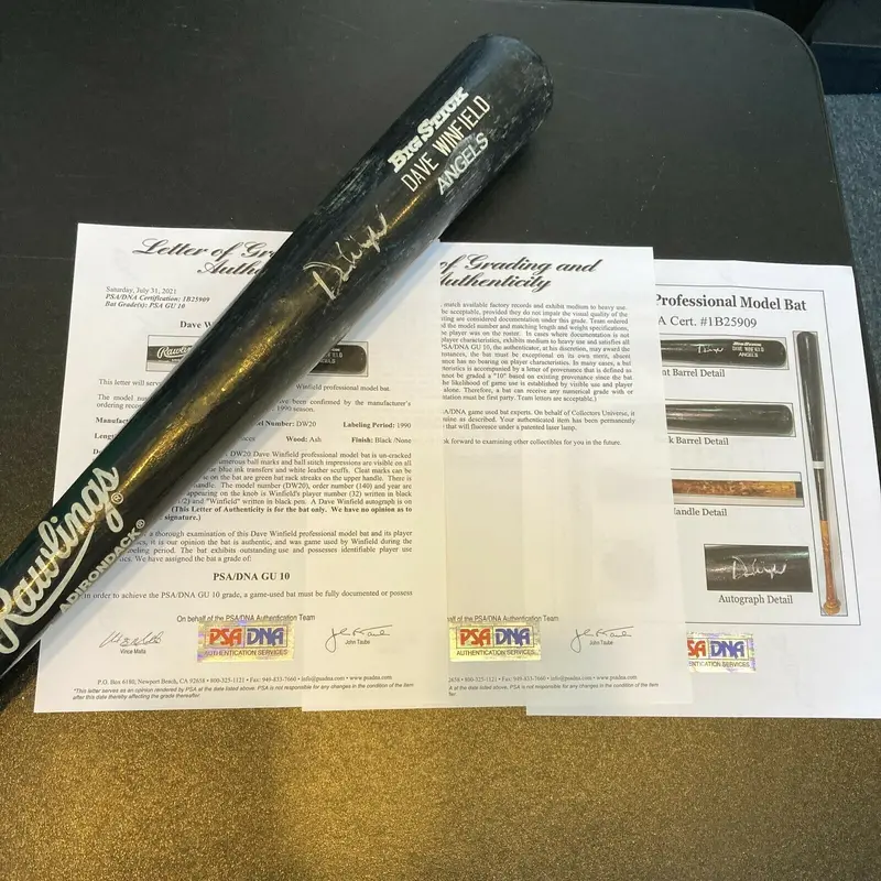 1990 Dave Winfield Signed Game Used Rawlings Baseball Bat PSA DNA GU 10