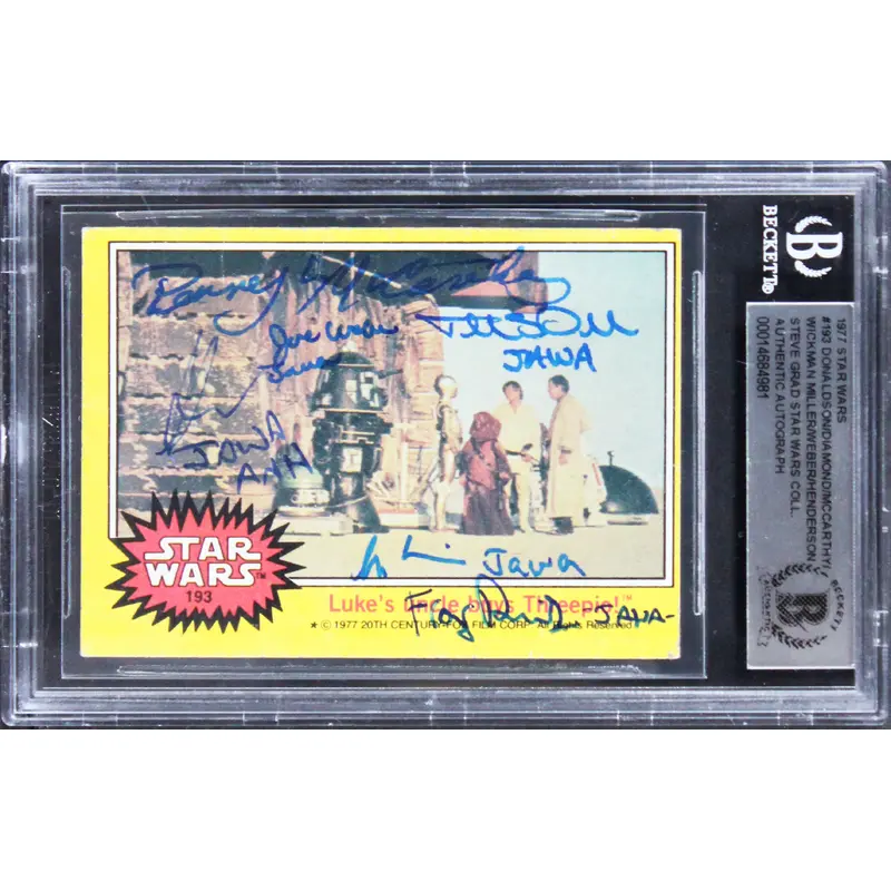 Star Wars (6) Donaldson, Diamond, Miller +3 Signed 1977 SW #193 Card BAS Slabbed