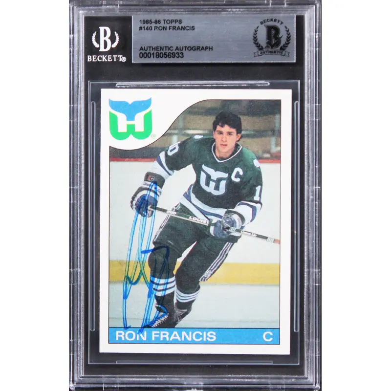 Whalers Ron Francis Authentic Signed 1985 Topps #140 Card BAS Slabbed