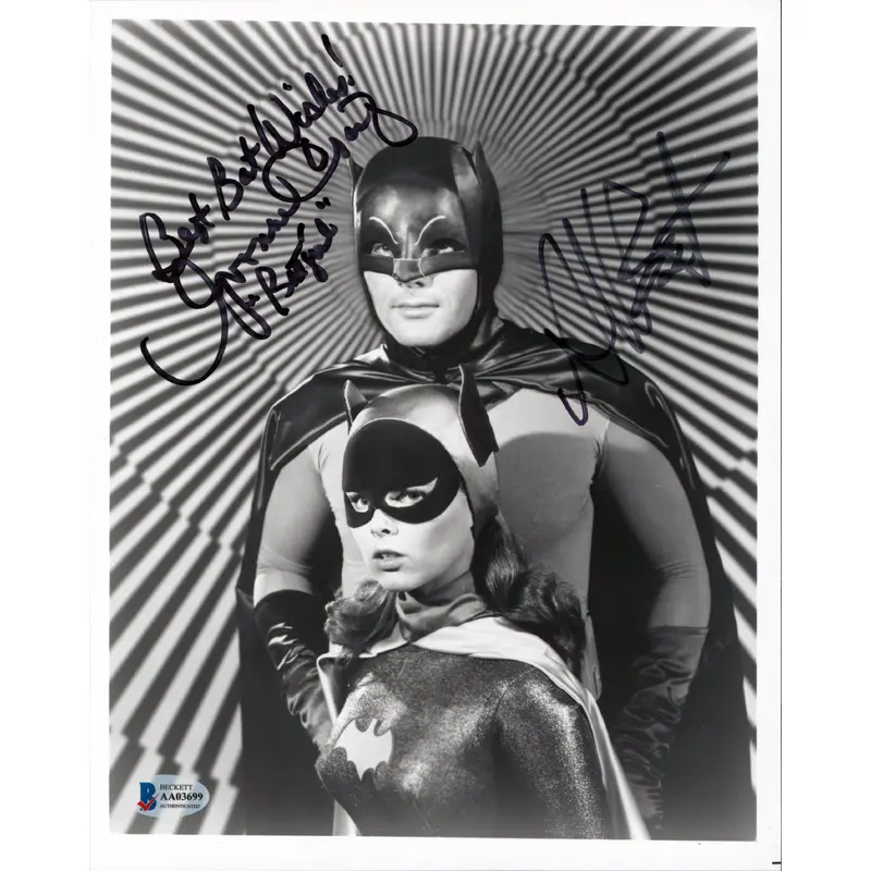 Batman Adam West & Yvonne Craig Authentic Signed 8x10 B&W Photo BAS #AA03699