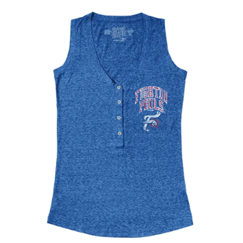 Retro Brand Women's Heather Royal Henley Tank