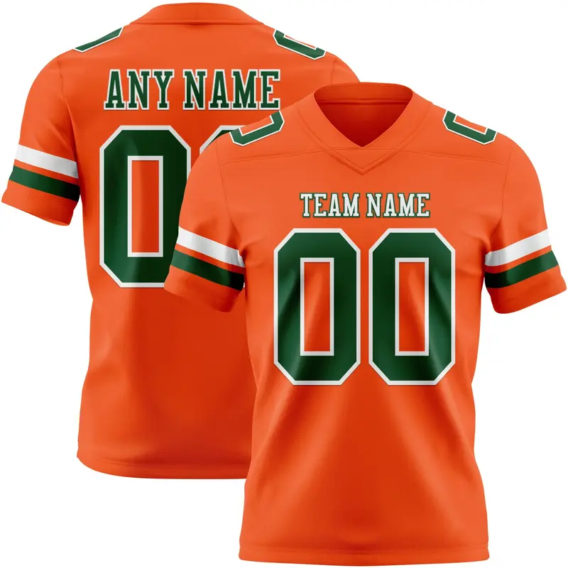 Custom Orange Green-White Mesh Authentic Football Jersey