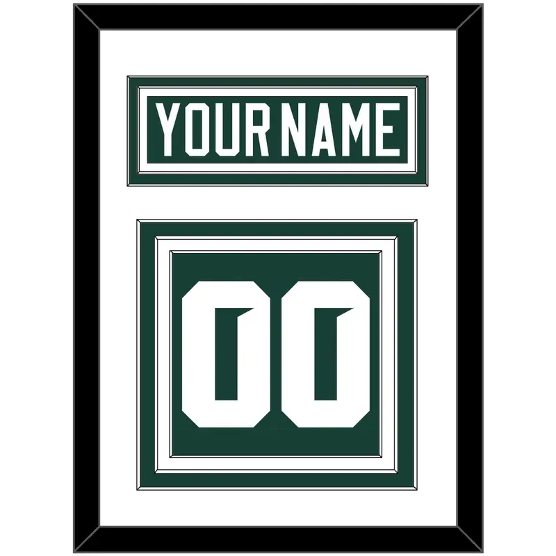 Michigan State Hockey Nameplate & Number (Back) - Road Green (2017-2019) - Triple Mat 1