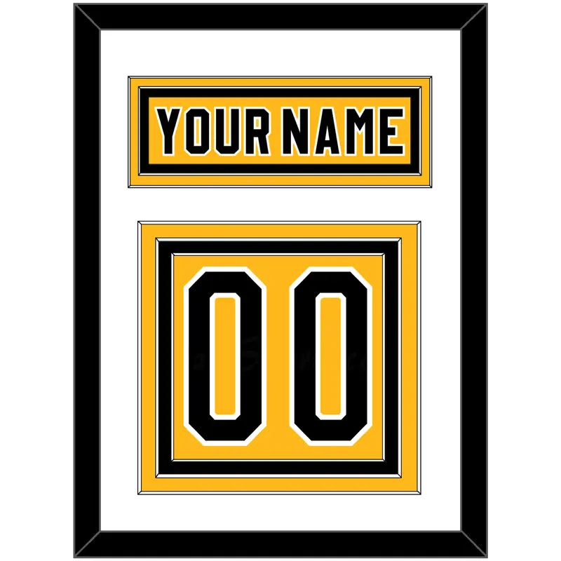 Pittsburgh Nameplate & Number (Back) - Alternate Gold (1980-1981) - Triple Mat 1