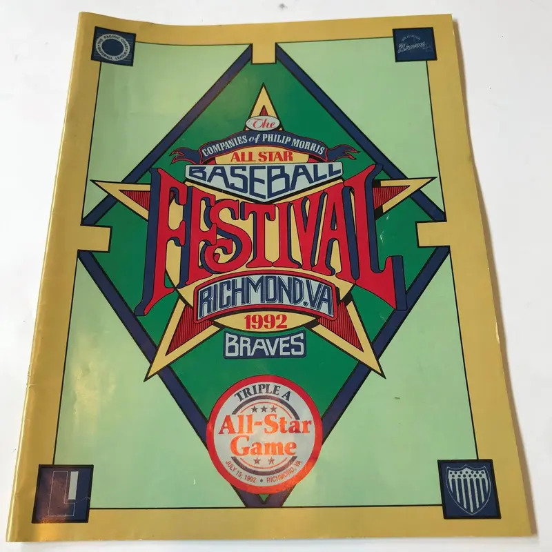 1992 Triple A All Star Game Signed Program Richmond Atlanta Braves 16 Sigs