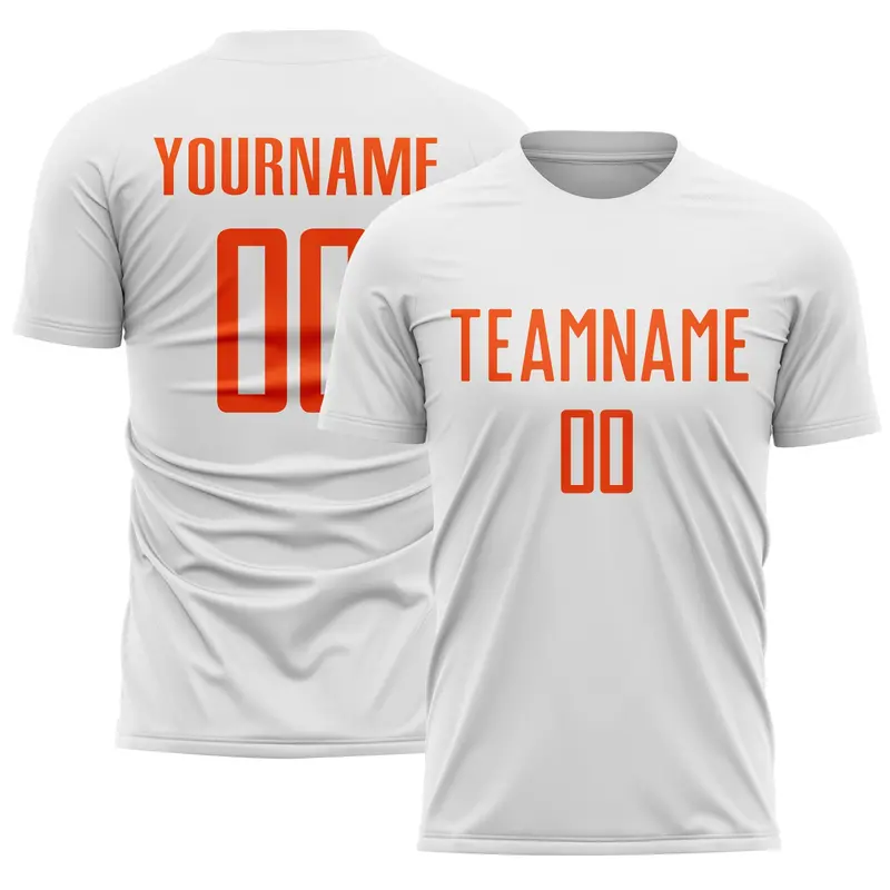 Custom White Orange Sublimation Soccer Uniform Jersey