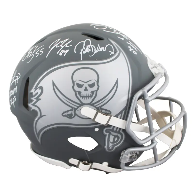 Bucs (5) Lynch, Barber, Alstott +2 Signed Slate F/S Speed Proline Helmet BAS Wit