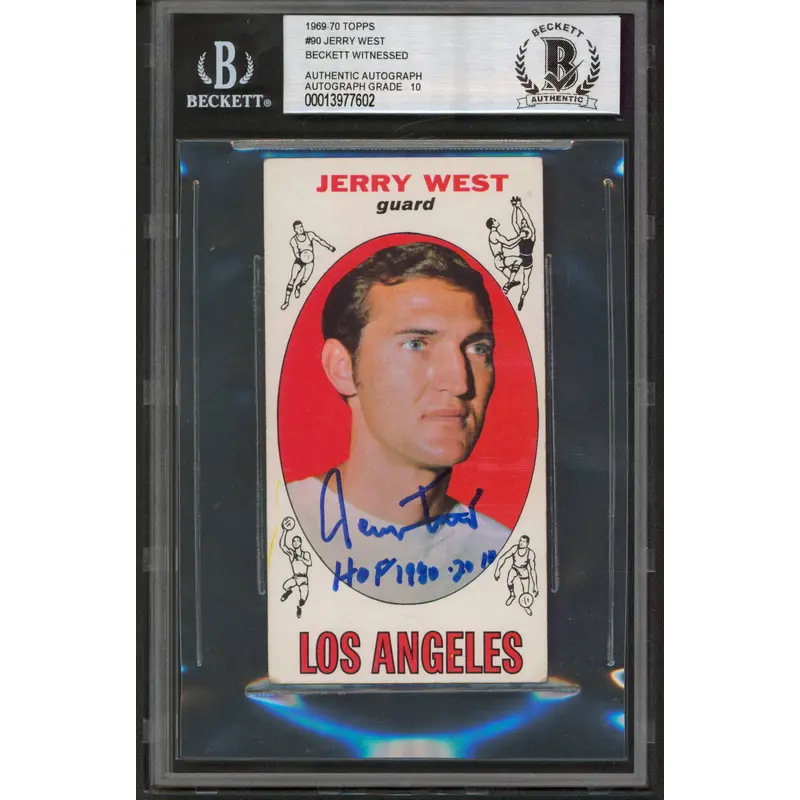 Lakers Jerry West "HOF 1980-2010" Signed 1969 Topps #90 Card Auto 10 BAS Slabbed