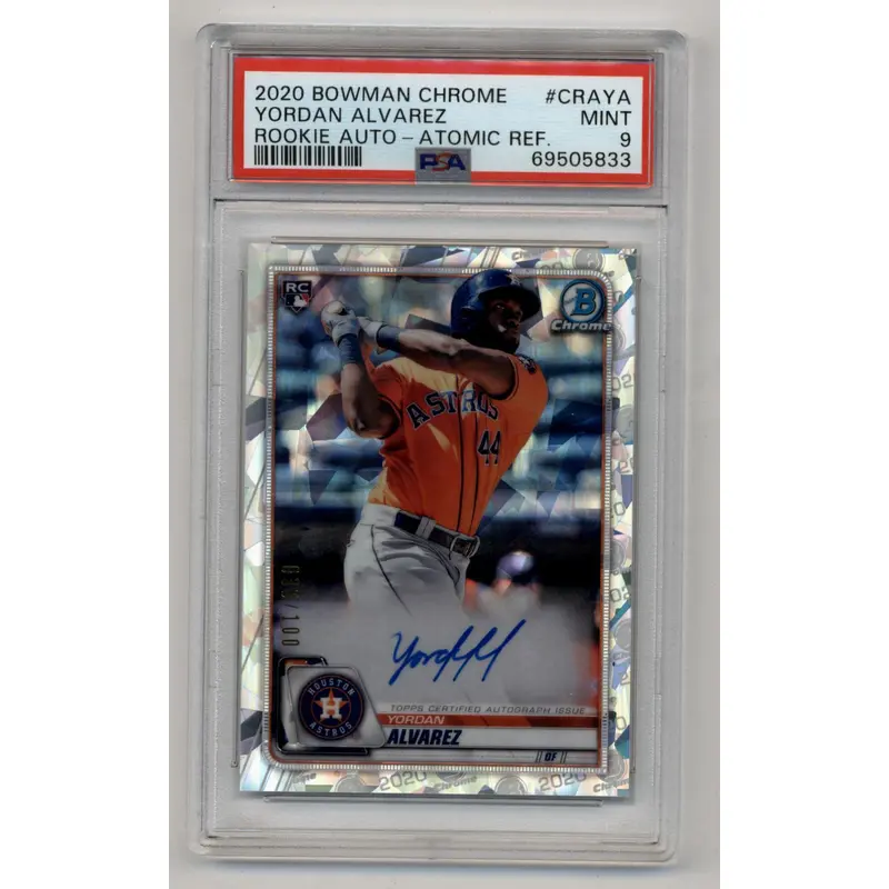 Yordan Alvarez 2020 Bowman Chrome Rookie Atomic Refractor Auto 036/100 PSA 9 Mint