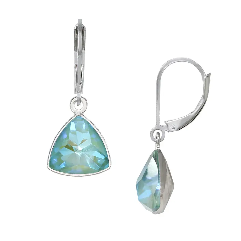 August/Greenery Trillion Leverback Earrings