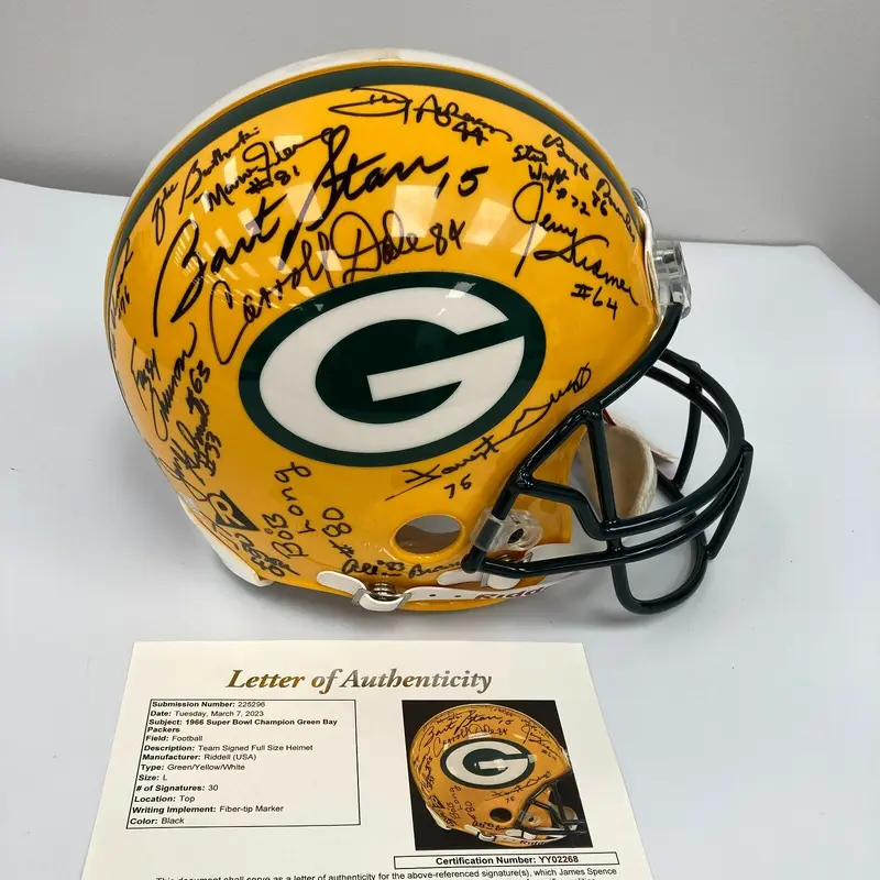 1966 Green Bay Packers Super Bowl 1 Champs Team Signed Authentic Helmet JSA COA