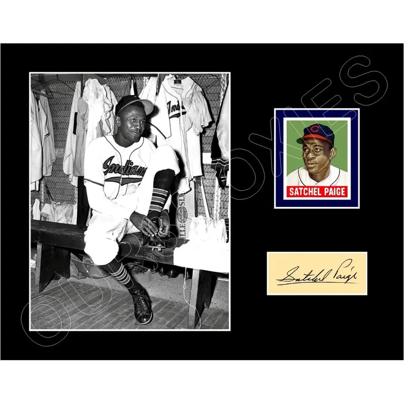 Satchel Paige 1948 Leaf Card Matted Photo Display 11X14 - Cleveland Indians - 1596