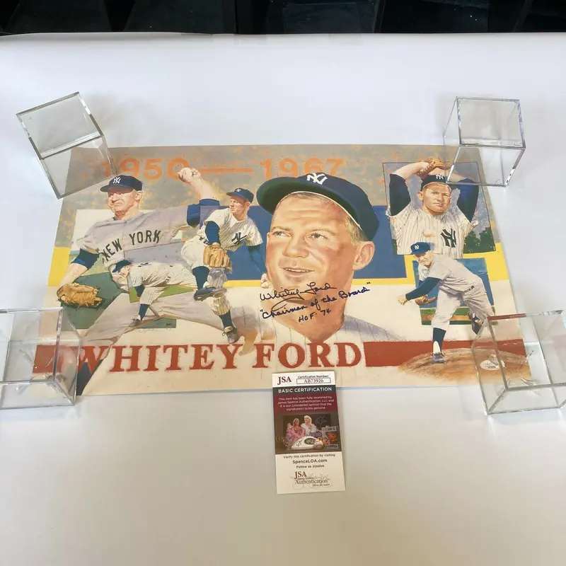 Whitey Ford "Chairman Of The Board Hall Of Fame 1974" Signed 13x22 Photo JSA COA