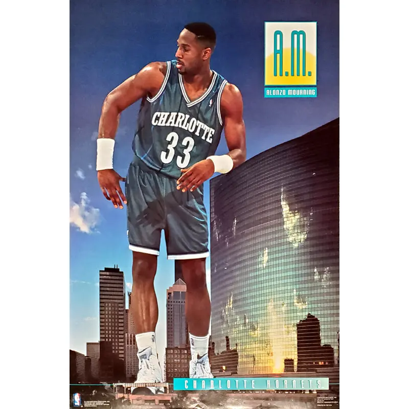 Alonzo Mourning "A.M." Charlotte Hornets NBA Action Poster - Costacos 1993