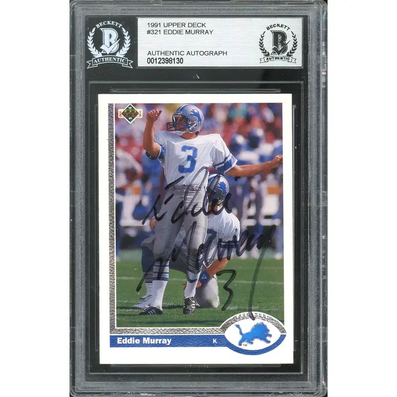 Lions Eddie Murray Authentic Signed 1991 Upper Deck #321 Card BAS Slabbed